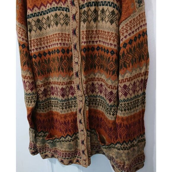 Kessler womensXXL large PERUVIAN ALPACA wool cottagecore sweater button rust tan - Picture 3 of 8